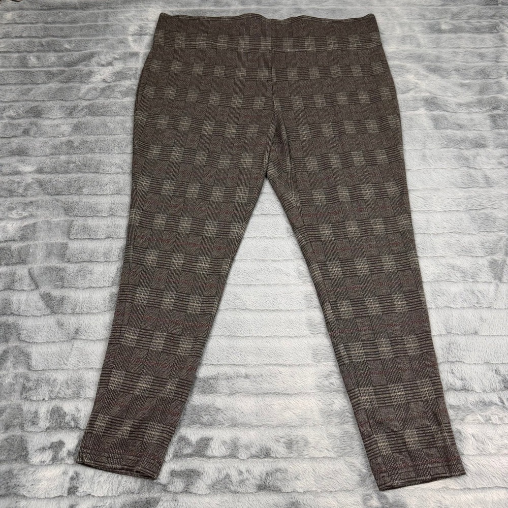 Tahari Womens XXL Gray Glen Plaid Pull On Ankle Pants Stretch Ponte Knit 15497